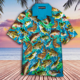 Bass Fish Seamless Pattern Fishing Hawaiian Shirt