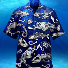 Fishing Fishbone Style Hawaiian Shirt