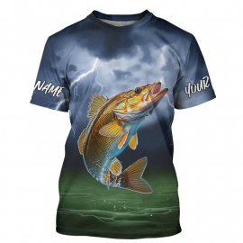 Thunder Lightning Custom Walleye Tournament Fishing T-Shirts Walleye Fishing