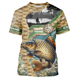 Carp Fishing Customize Name All-Over Print Unisex Fishing T-Shirt