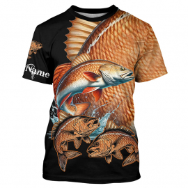 Redfish Puppy Drum Fishing Customize Name All-Over Print Fishing T-Shirt Gift For Fishing Lovers