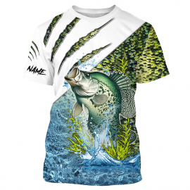 Crappie Fishing Green Scales Freshwater Fish Custom Name Fishing Shirts Tshirt
