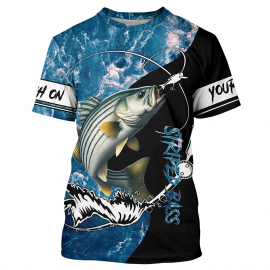 Striped Bass Fishing Blue Ocean Camouflage Fishing Clothing Customize Fishing T-shirt
