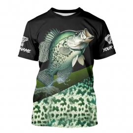 Crappie Freshwater Fishing Green Scales Custom Name Fishing Tshirt