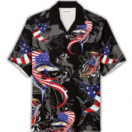 Us flag style Fishing Hawaiian Shirt